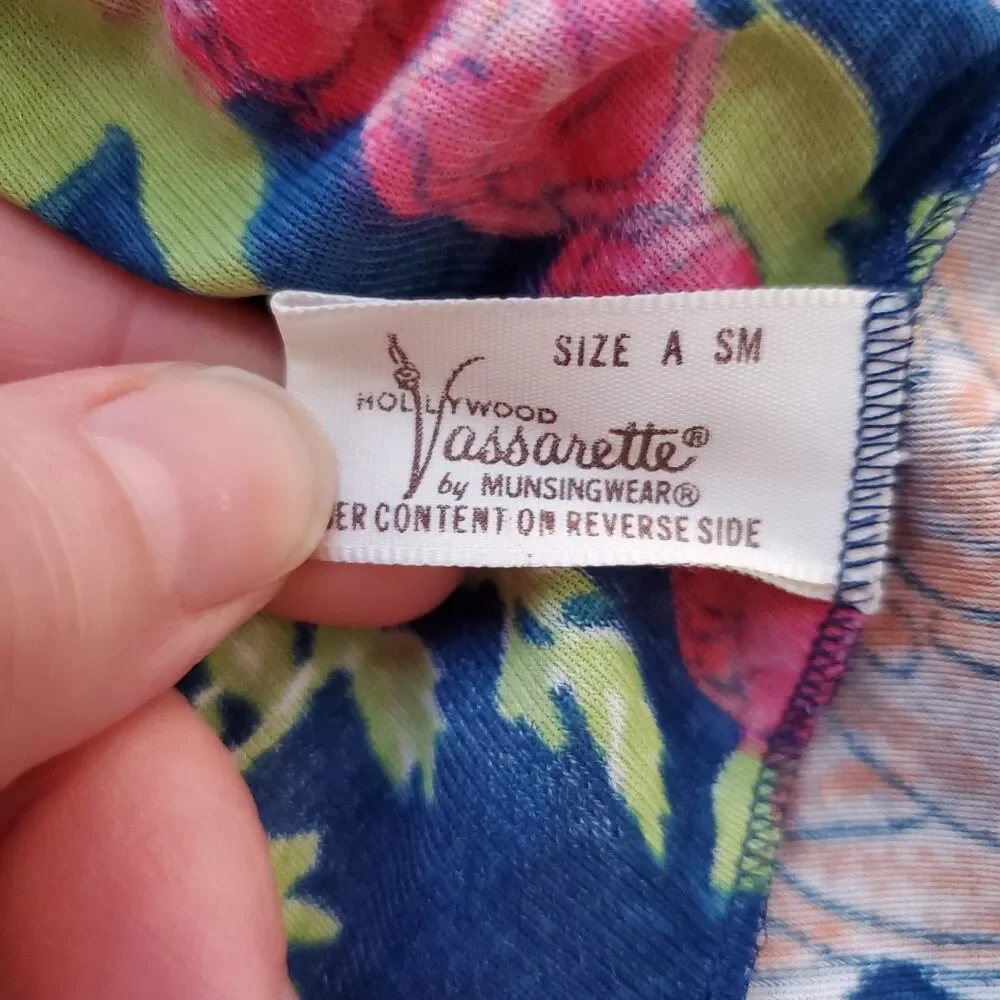 Vintage 60s Vassarette Navy Floral Slip Skirt - Picture 7 of 8